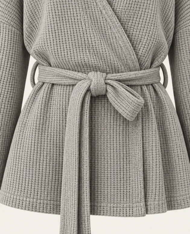 Waffle Knit Wrap Kimono